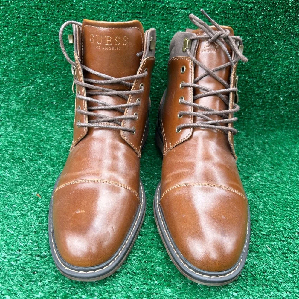 Guess GMSAMEL-R Mens Cap Toe Lace Up Boots Brown Cognac Size 8M